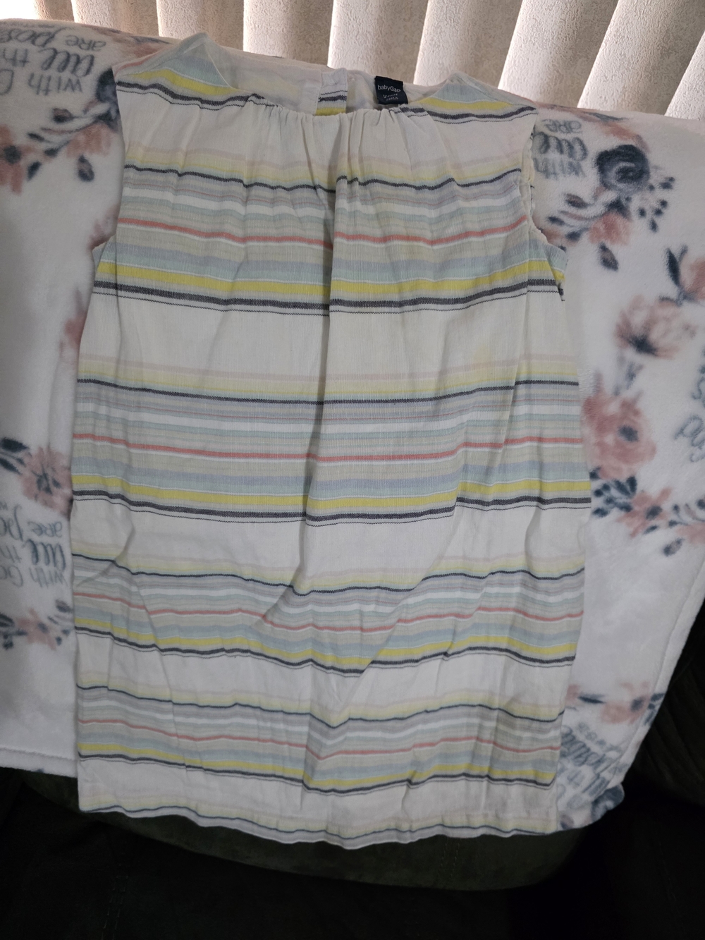 GAP Girls' White Midi Dress with Pastel Stripes